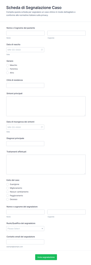 Scheda Di Segnalazione Caso