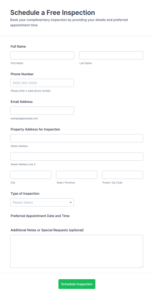 Schedule A Free Inspection Form Template