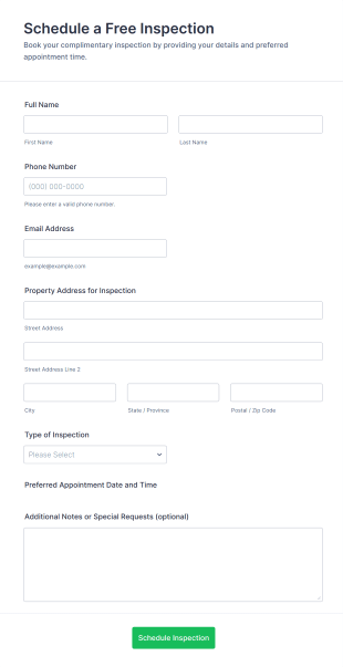Schedule A Free Inspection Form Template