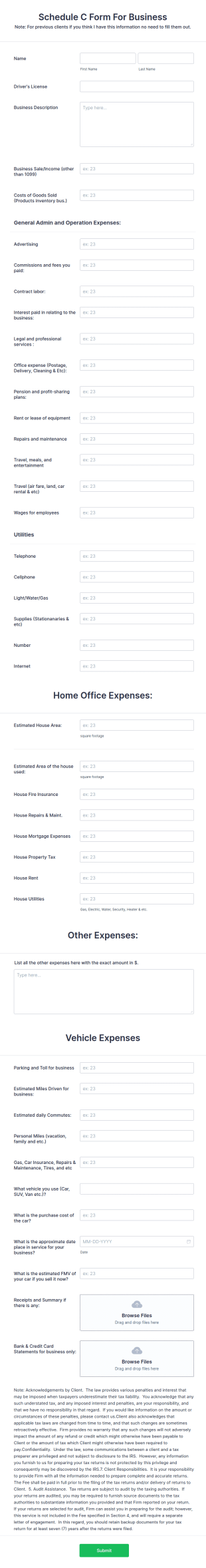 Schedule C Form For Business