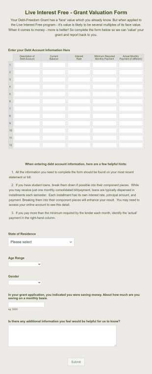 Schedule Of Debts Form Template