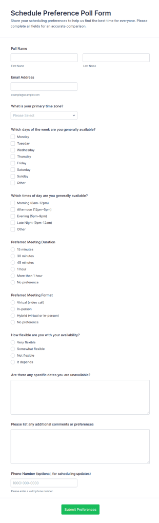 Schedule Preference Poll Form Template