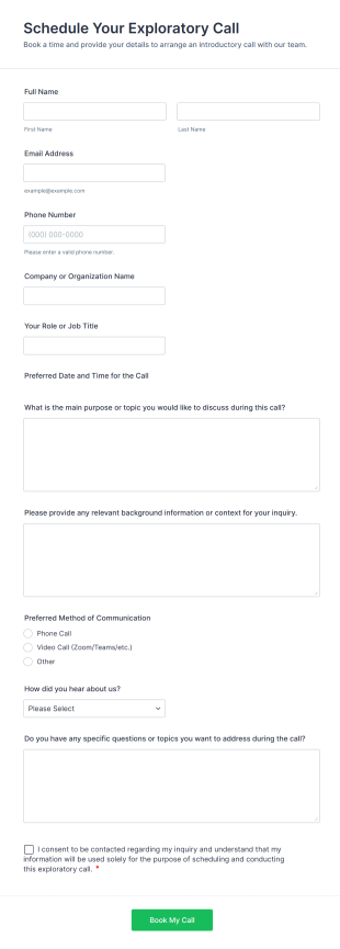 Schedule Your Exploratory Call Form Template