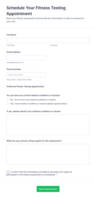 Schedule Your Fitness Testing Appointment Form Template