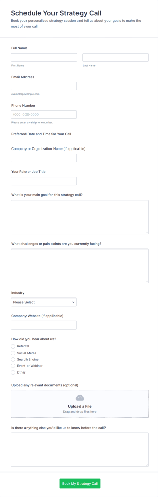 Schedule Your Strategy Call Form Template