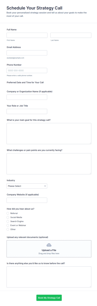 Strategy Call Scheduling Form Template