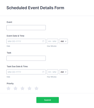 Scheduled Event Details Form Template