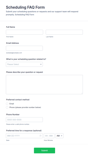 Scheduling FAQ Form Template