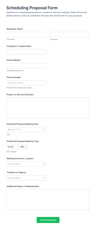 Scheduling Proposal Form Template
