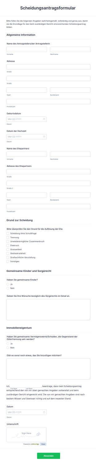 Scheidungsantragsformular