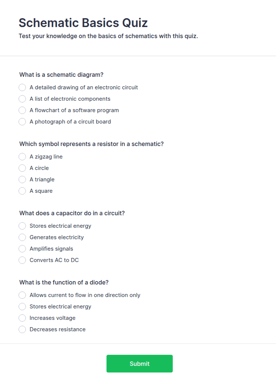 Schematic Basics Quiz Form Template | Jotform