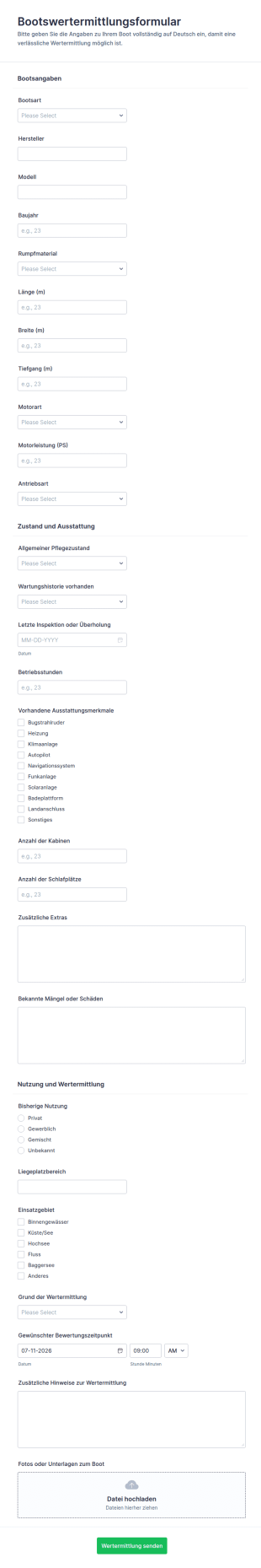 Schiffsbesichtigungs Und Wertermittlungsformular