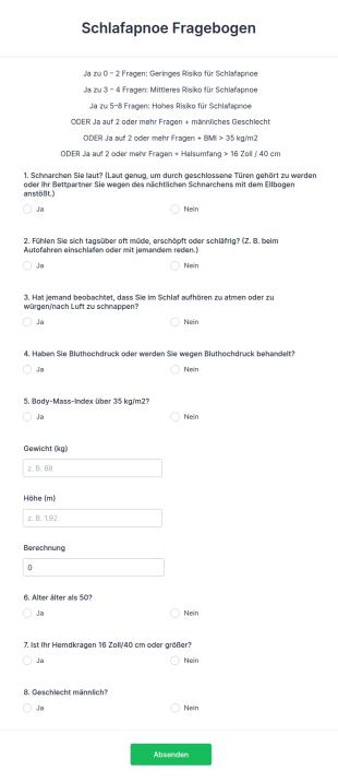 Schlafapnoe Fragebogen