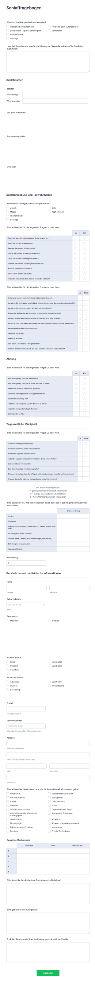 Schlaffragebogen