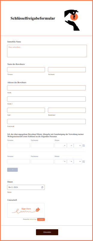 Schlüsselfreigabeformular