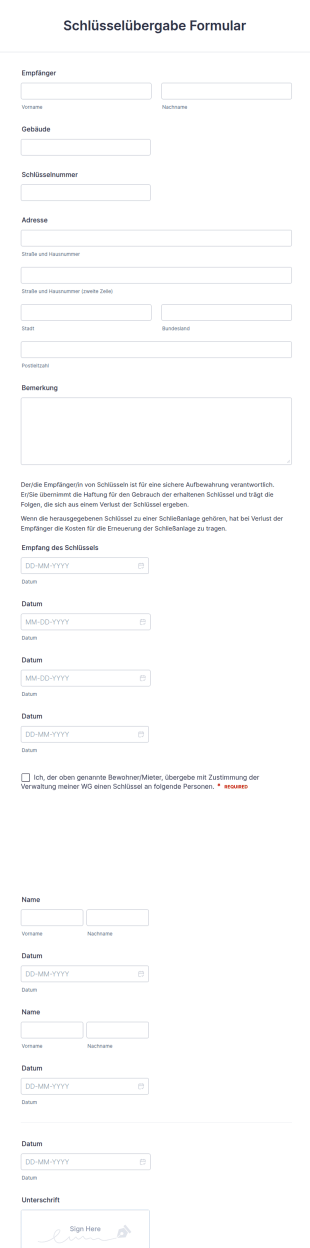 Schlüsselübergabe Muster