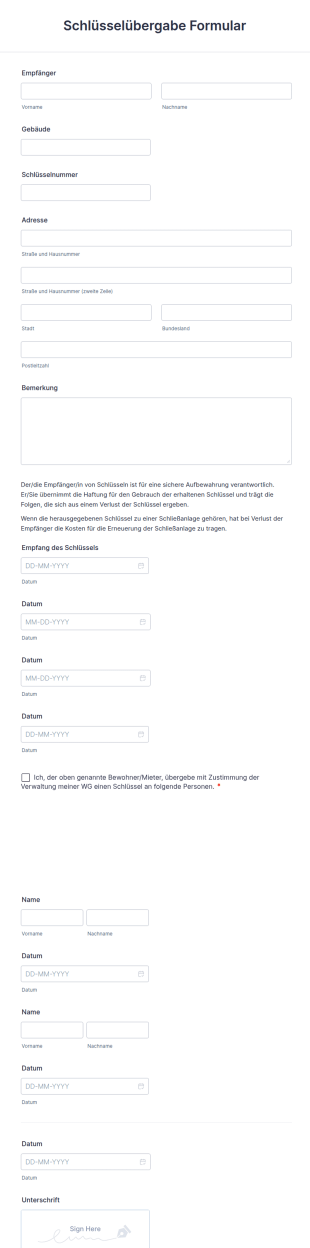 Schlüsselübergabe Muster