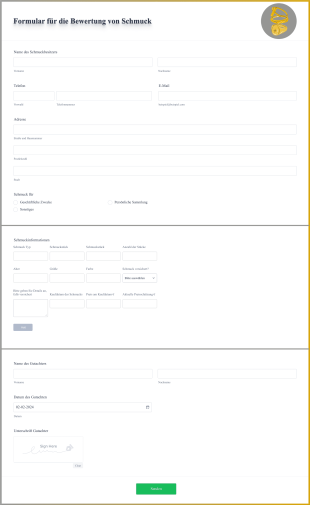 Schmuckbewertungsformular
