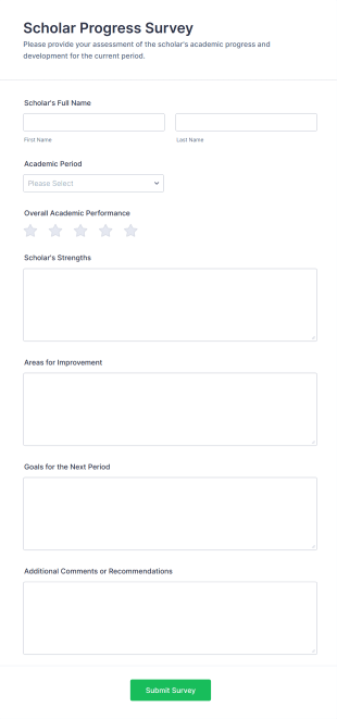 Scholar Progress Survey Form Template