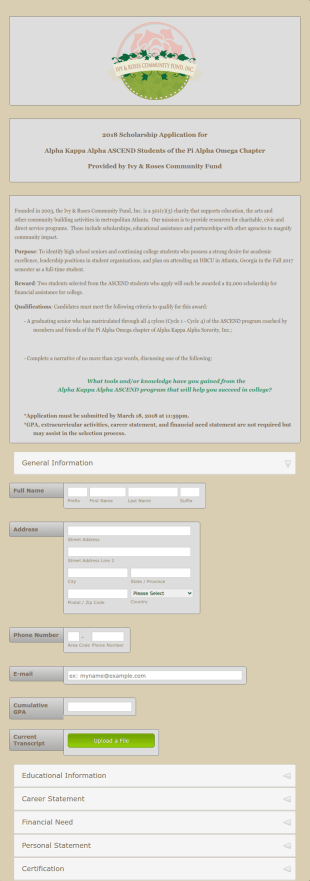 High School Student Scholarship Application Form Template