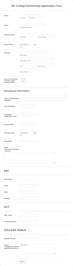 Scholarship Application Form Template
