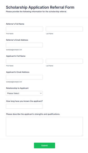 Scholarship Application Referral Form Template