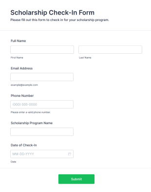 Scholarship Check In Form Form Template