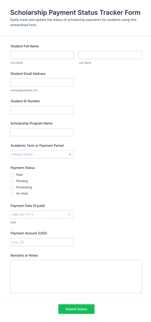 Scholarship Payment Status Tracker Form Template