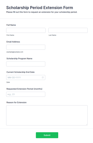 Scholarship Period Extension Form Template