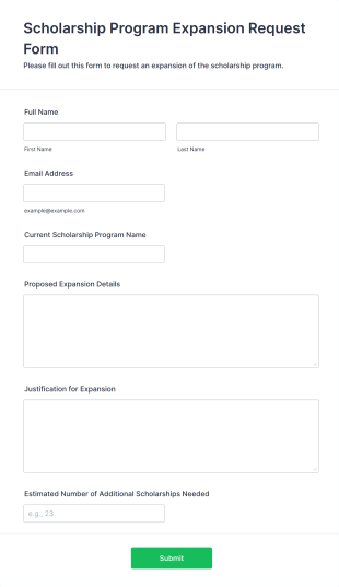 Scholarship Program Expansion Request Form Form Template