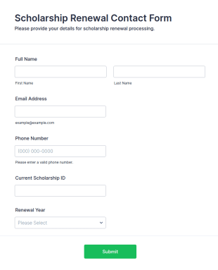 Scholarship Renewal Contact Form Template