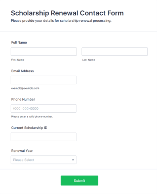 Scholarship Renewal Contact Form Form Template