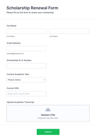 Scholarship Renewal Form Form Template