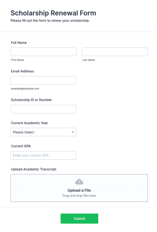 Scholarship Renewal Form Template