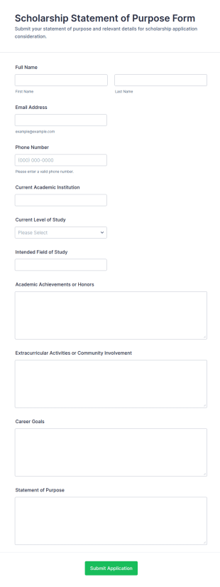 Scholarship Statement Of Purpose Form Template