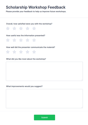 Scholarship Workshop Feedback Form Template