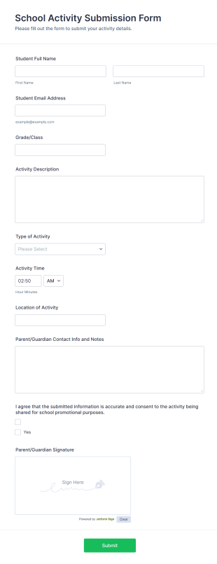 School Activity Submission Form Template