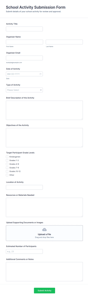 School Activity Submission Form Template