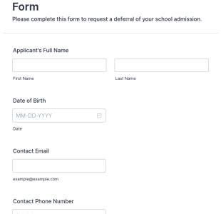 School Admission Deferral Request Form Template