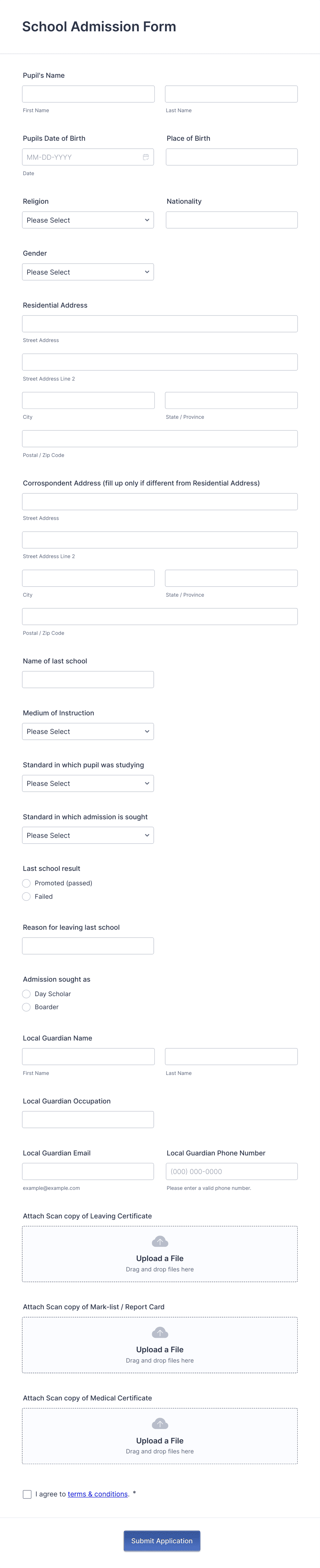 School Admission Form Template | Jotform