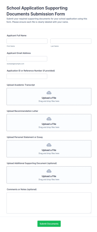 School Application Supporting Documents Submission Form Template