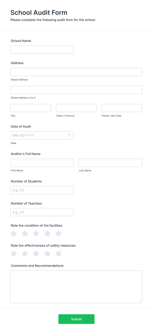 School Audit Form Template