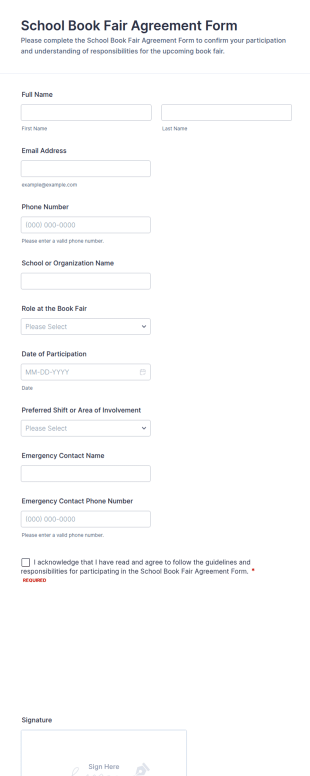 School Book Fair Agreement Form Template