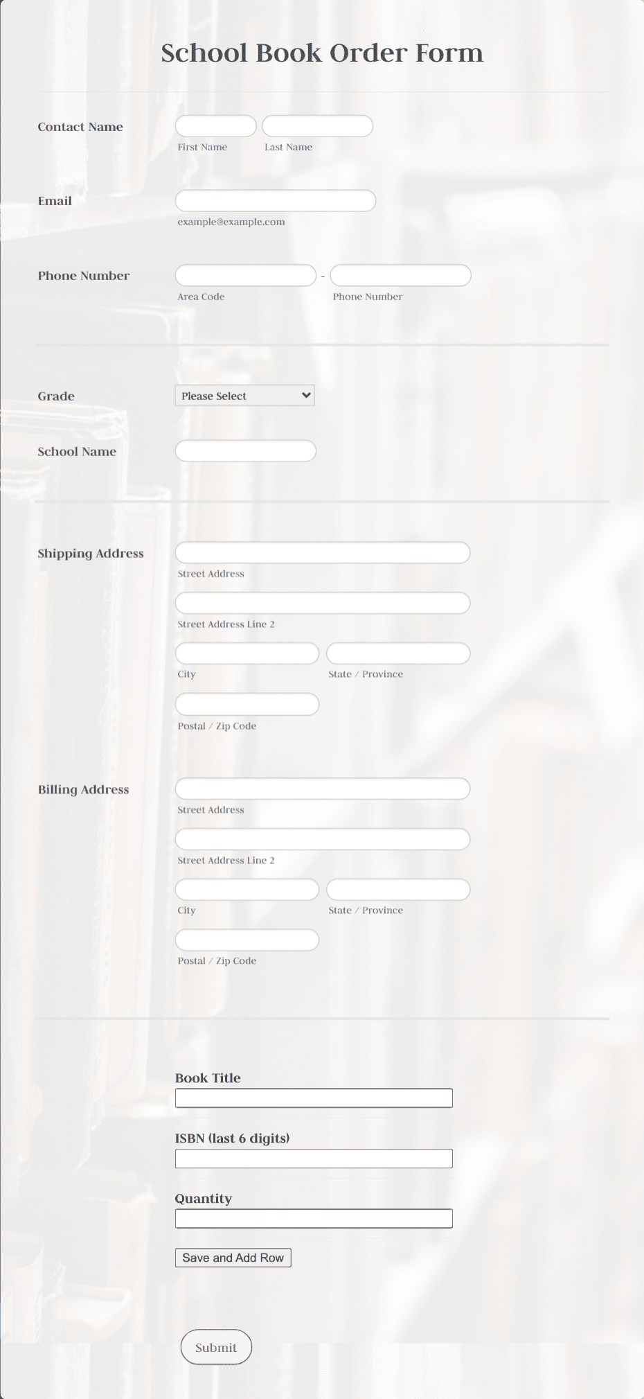 School Book Order Form Template | Jotform