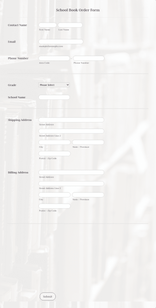 School Book Order Form Template