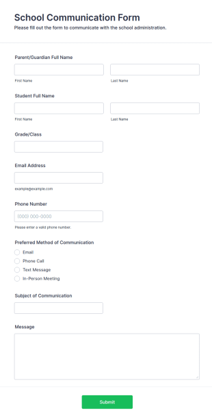School Communication Form Template