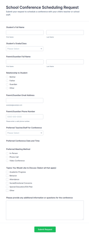 School Conference Scheduling Request Form Template