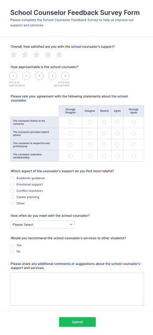 School Counselor Feedback Survey Form Template
