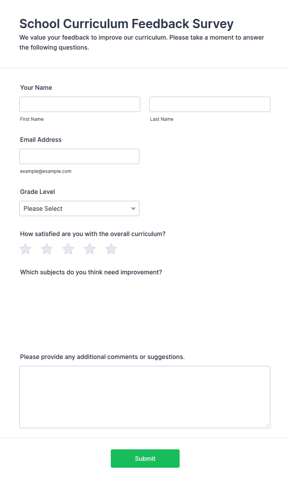 School Curriculum Feedback Survey Form Template | Jotform