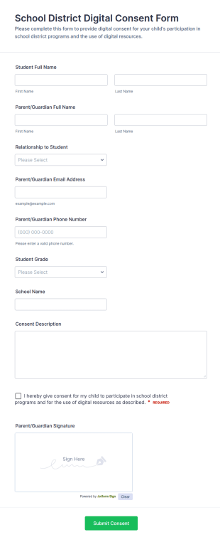 School District Digital Consent Form Template